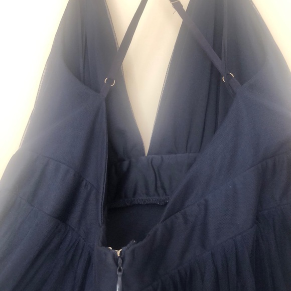 Navy tulle a-line full length formal dress - Picture 6 of 8